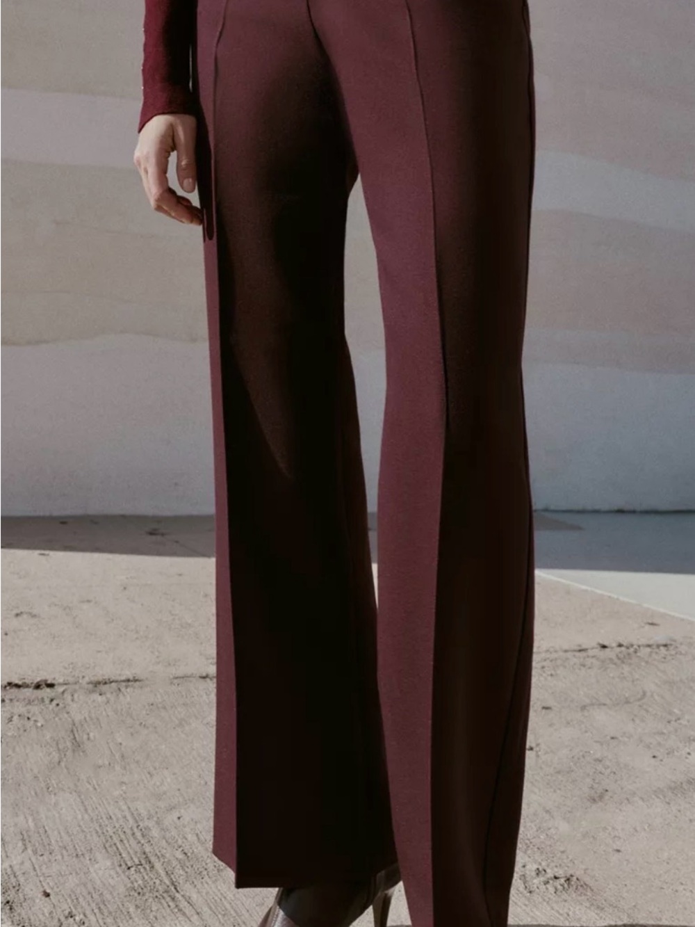 Zara Women's High-Waist Straight Leg Pants in Burgundy, Size S - Picture 2 of 8